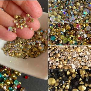 Mix sizes Point back Rhinestone Crystal Glass AB clear color mixed colors SS4 (1.5-1.6 mm)- SS30(6.3-6.5 mm) nail art rhinestone