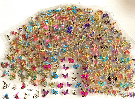 Embossed butterfly flower floral 3D Nail Stickers 3D Nail Art Stickers Decals,  Self-Adhesive Nail Tattoos