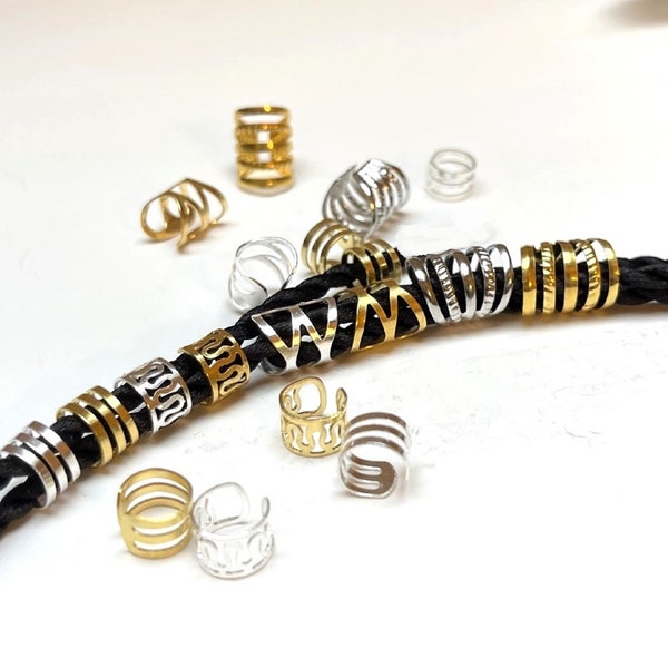 4 Stück verstellbare Haargeflechte, Dreadlocks, Perlen, Manschetten, Clips, Ringe für Haar-Accessoires