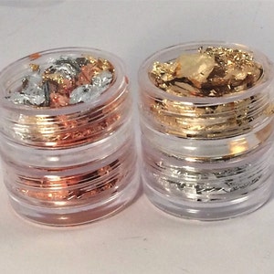 Gold copper silver gold leaf metallic flakes for makeup art craft jewelry accessories making image 3