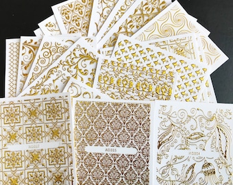 3D Luxury Gold Nail stickers 3D Embossed Nail Art Decals | Elegant Lace Foil for Wedding & Glam Manicures