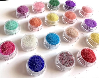 Micro perline di vetro iridescente trasparente AB, senza foro, da 0,6 mm a 1 mm, perline di caviale, argilla polimerica, resina, gioielli per nail art, globo di vetro