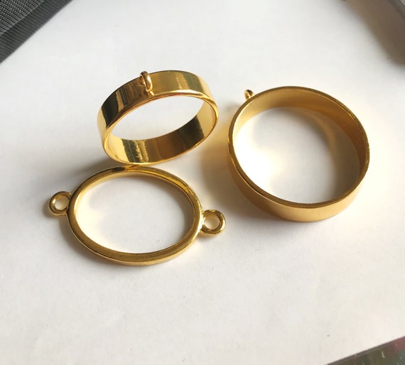 High Quality Round Gold Tone Framework Open Back Bezels Pendant Blanks Open  Bezel Charms for Resin Jewelry Making, 30mm,25mm, Width 8mm 