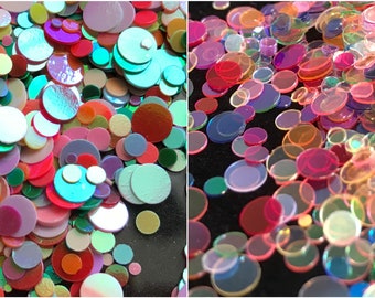 Hologram mix sizes dots sequin, Rainbow transparent and Opaque sequin