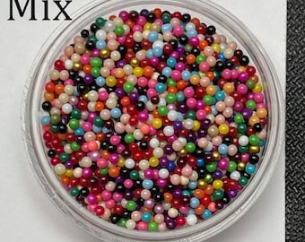 Glasmikroperlen ohne Loch, 1,5 mm–2 mm, Feenperlen, Nagelkunst-Kaviarperlen, hohler Glasschmuck, Puppenhäuser, Miniatur-Streusel, Schleim