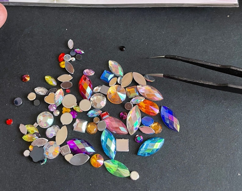 Mélange de strass irisés, pierres précieuses acryliques à dos plat Non correcteurs pour décorations 3D, DIY bricolage image 8