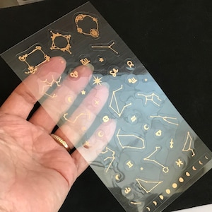 Constellation étoiles espace symboles Alphabet feuille d'autocollant en plastique transparent utilisation de remplissage de moule époxy