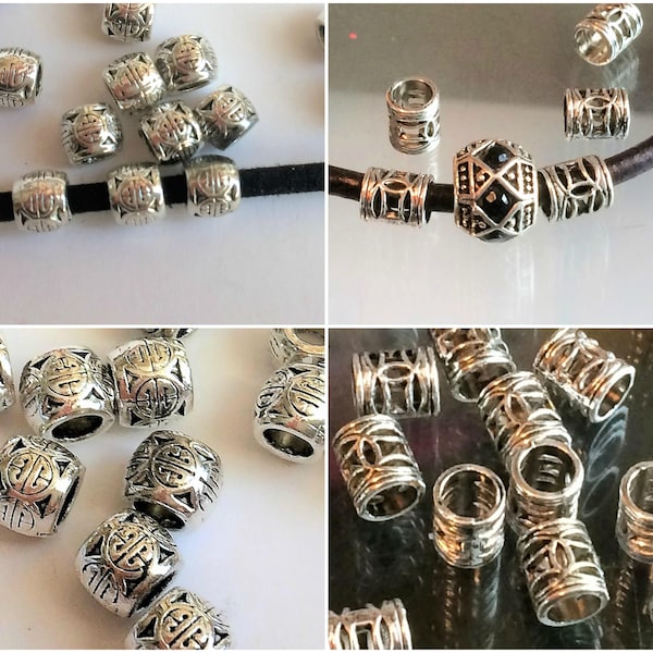 Tibetan Silver Big Hole Tube Spacer Beads Jewelry,  exquisite big hole charm interval beads Spacer , Beads Charms Jewelry Making Findings