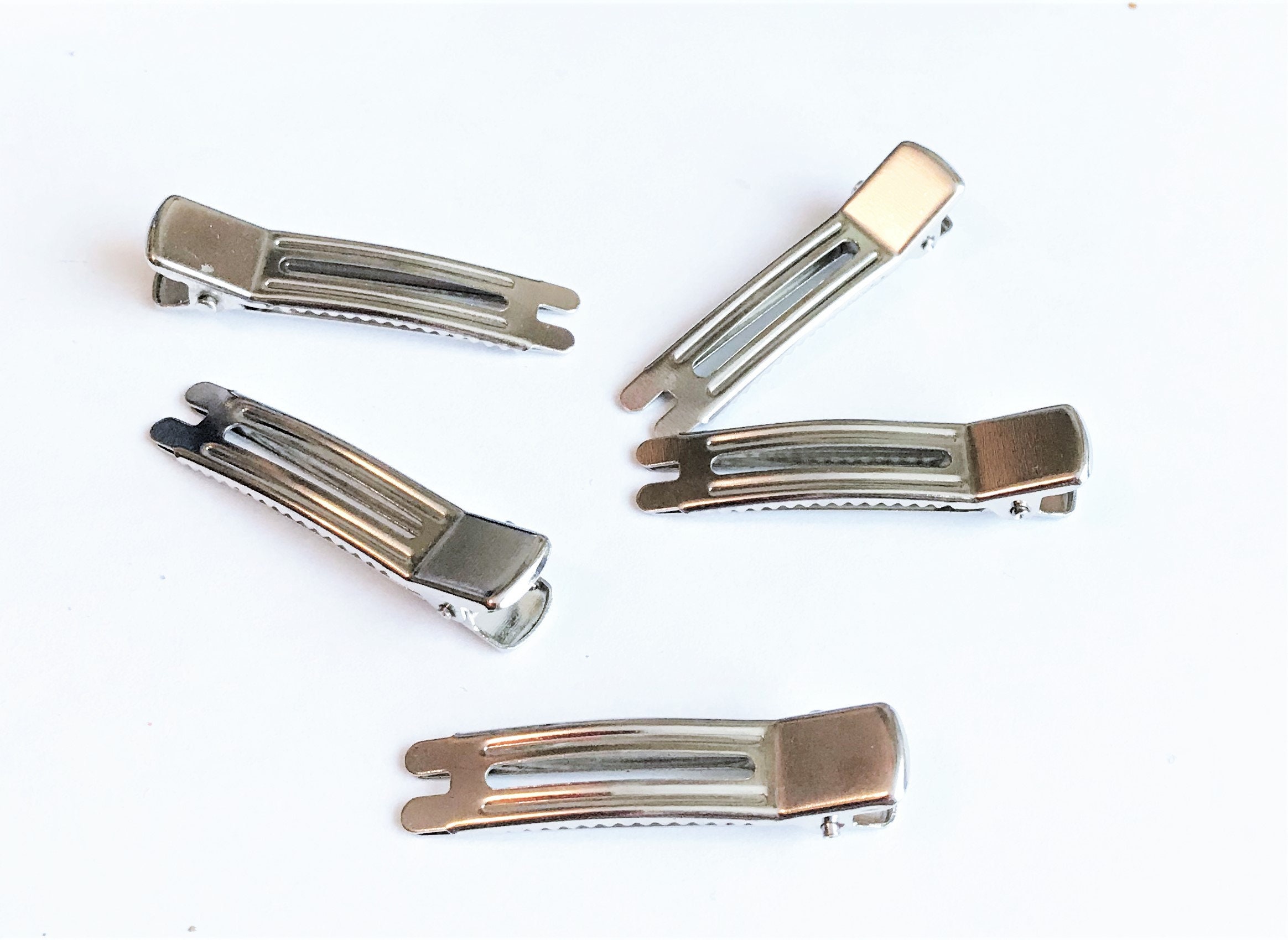 3 Pcs Silver Tone Hair Barrette Clips Findings 47 X 12 Mm Etsy