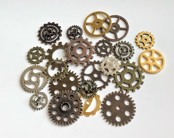 Random Mix vintage Alloy Mechanical Steampunk Cogs & Gears Pack DIY Pendant Jewelry Craft