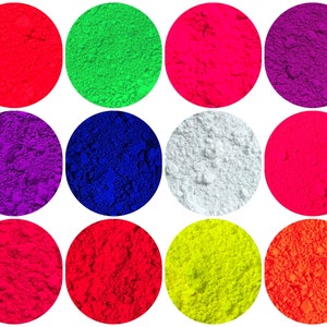 Matte Neon Powder Fluorescence Pigment Phosphor Powder Fluorescent No Glowing in dark Powder for Make up, lip gloss, Nail Polish Dust UV Gel