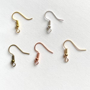 30 pièces - 15 paires en or argent bronze argent mat plaqué or rose, boucles d'oreilles fermoirs crochets fil d'oreille crochet, crochet bobine fil d'oreille