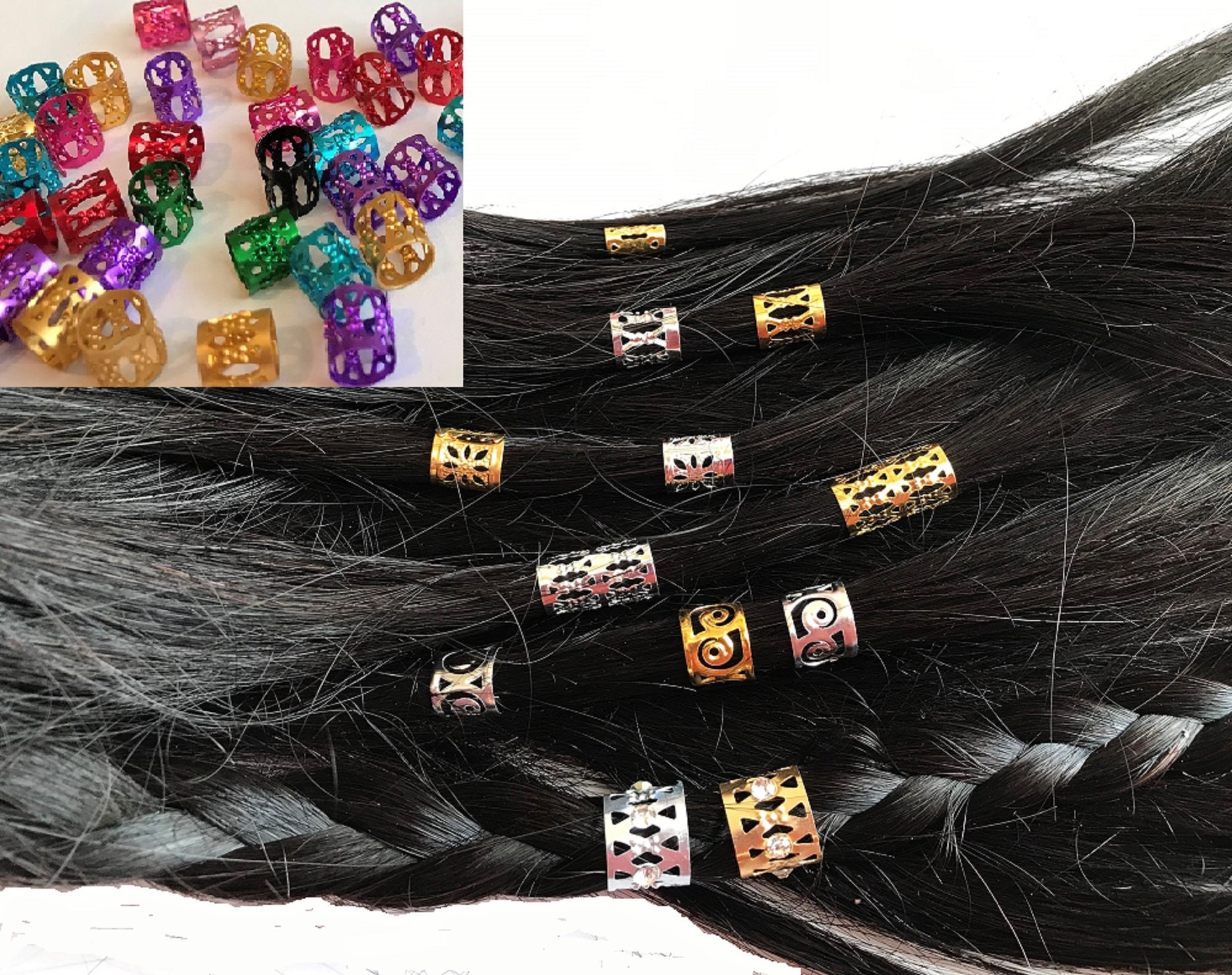 Kids Braided Ponytails Extensions With Beads, Clip Bows and Adjustable  Bands. Twists and Braids Ponytails Clip and Go 