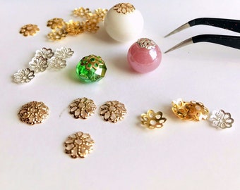 Argent / or plaqué Filigree Spacer connecteur perles de fleurs caps d’extrémité bijoux découvertes artisanat Bracelet Collier