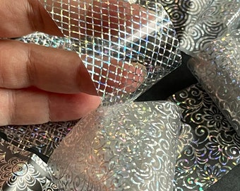 Holographische Nagelfolien Spitze Transferpapier Laseraufkleber Schmetterling Wraps DIY Nageldekorationen