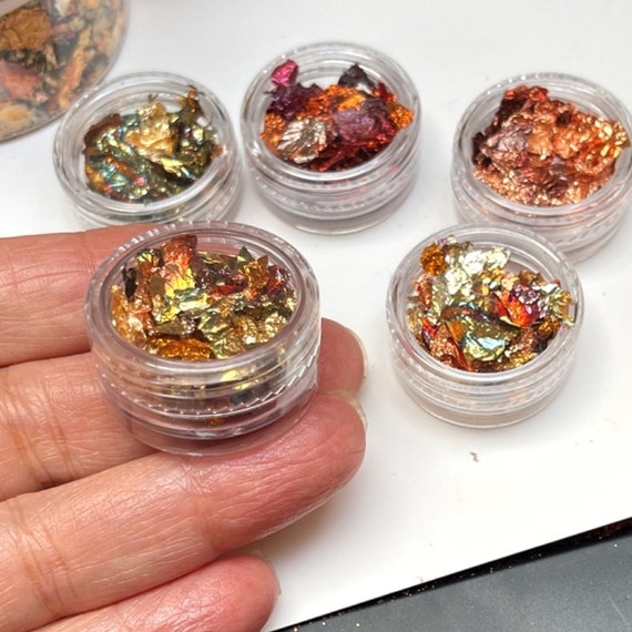 Lot De 8 Feuilles D'Or Imitation Premium Avec 2 Pinces Et 2 Pinceaux - Idéal Pour Résine, Bijoux DIY Et Artisanat Créatif
