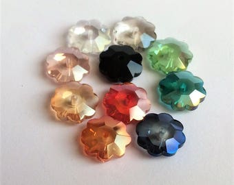 6 pcs 10mm Swarovski styles middle hole plum blossom Crystal beads ,  flower shape rainbow AB colors crystal beads, jewelry making