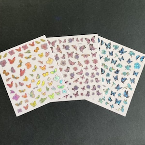 3D Iridescent Butterfly flower spring Nail Stickers