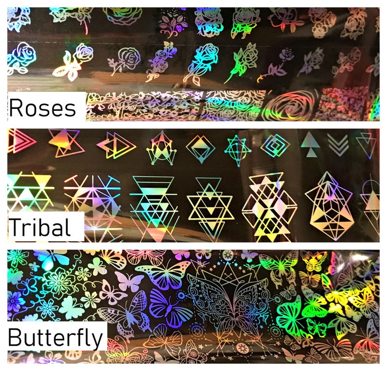 Holographic Transparency Film Nail Foils Transfer Sticker Etsy Canada