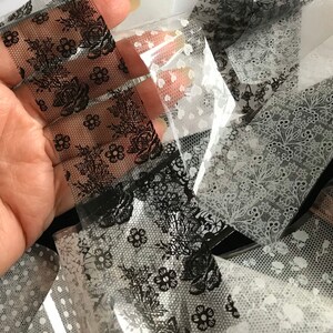 4 pcs  4*20cm White  black nail lace Indians pattern foil , nail art foil sticker, transfer decal nail sticker
