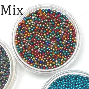 Metallic Glass Micro Beads No Hole 1.5mm-2mm beads, Nail Art hollow glass jewelry doll houses miniature fake sprinkles slime resin