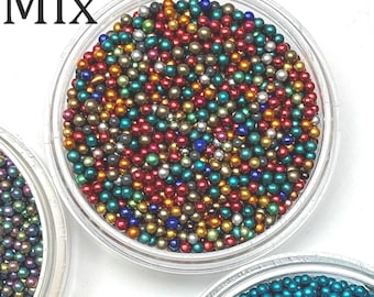 Metallic Glas Mikroperlen No Hole 1,5mm-2mm Perlen, Nail Art Hohlglas Schmuck Puppenhäuser Miniatur Fake Streusel Schleim Harz