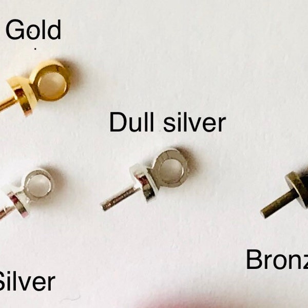 10/20 Stück Langlebige winzige Ösen Silber/Gold/Bronze Ton Augennadel Perlen Charm Verbinder, Glaskugel-Nadel-Nadel, halb gebohrte Perlen-Nadel-Nadel