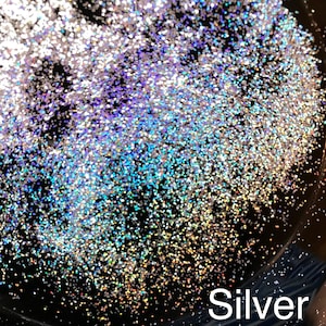 Glitter ultra fine in titanio super olografico per nail art, polvere acrilica per unghie, glitter cosmetici lucidi, arte in resina