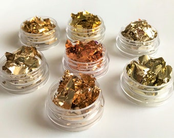 Aluminum Irregular metallic antique Gold champagne Silver foil Glitter foil flakes mirror effect foils nail art resin clay slime face body