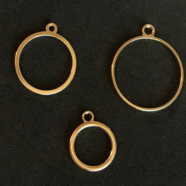 Kc Gold Hollow Round Circle Charms Bezel Metal Frame pendentif à breloque fabrication de bijoux lunette arrière ouverte