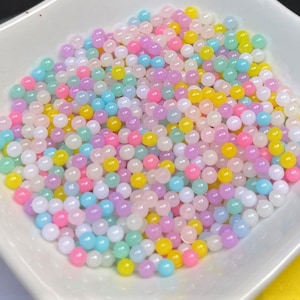 Perles en plastique blanches et multicolores de 3 mm pour maison de poupée miniature