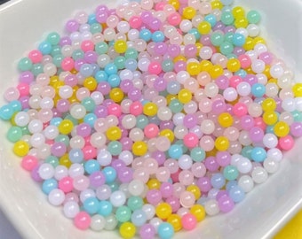 Boule en plastique Perles Multicolore 3mm Simulation Bonbons Miniature Maison de poupée Faux Bonbons