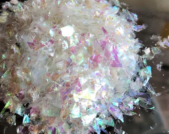 Crushed iridescent cellophane Glass Paper Clear AB Color Nail Art Sequins mermaids resin art flakes slime, wedding