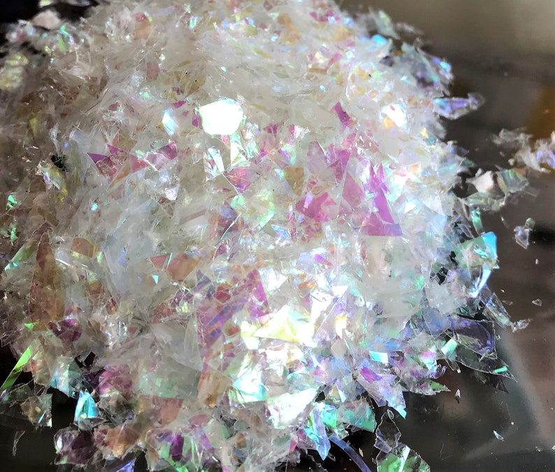 Crushed Iridescent Cellophane Glass Paper Clear AB Color Etsy
