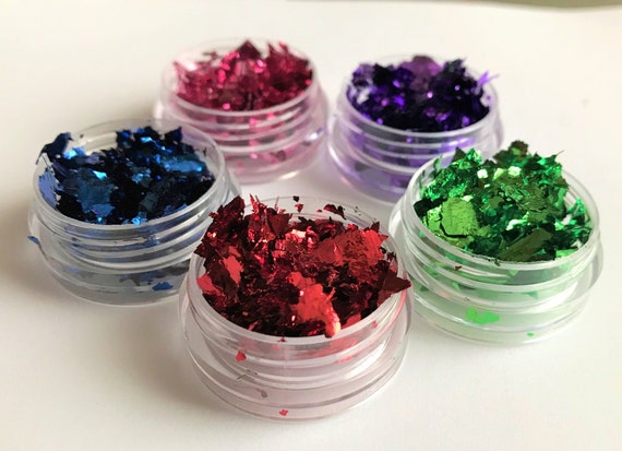 New!Aluminum Irregular metallic foil, Glitter foil flakes, mirror effect foils nail art, resin art, clay, slime,face and body