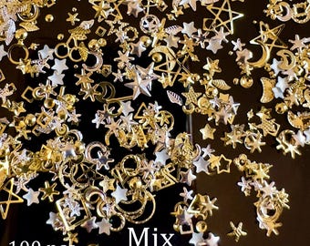 3D Metal nail charm Gear Stud Steampunk seashell Christmas mix stud hollow geometric frame metal nail art studs