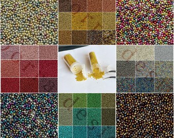 Metallic Glass Micro caviar fairy Beads No Hole 0.6mm -1mm Caviar Marbles Deco Beads, Polymer Clay, Resin Nail Art jewelry making slime