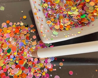 Hologram mix sizes dots sequin, Rainbow transparent and Opaque sequin