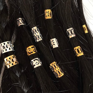 Fermagli per capelli regolabili, micro trecce per capelli regolabili in filigrana dorata/argento, perline, fermagli per polsini, anelli per accessori per capelli