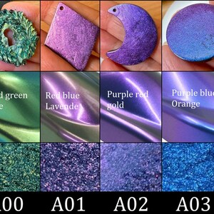 Magic Chameleon pigment, color changing sparkly holograph pigment shift, mirror powder, painting,plastic, Cosmetic, nail art, resin art image 5