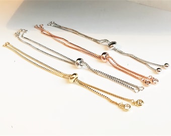 Copper Adjustable Slider Chain Accessories for Jewelry Making Woman girl Bracelet Gold Sliver Jewelry Findings