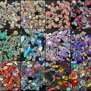 Mix Iridescent Rhinestones DIY Non Hotfix Flatback Acrylic Nail Stones Gems For 3D Decorations