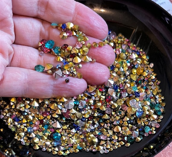 Mix sizes Point back Rhinestone Crystal Glass AB clear color mixed colors SS4 (1.5-1.6 mm)- SS30(6.3-6.5 mm) nail art rhinestone