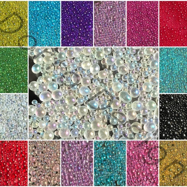 1-3mm, 1.5-4mm mixte bulle AB perles irisé verre perle sirène résine art Transparent symphonie multicolore Nail Art