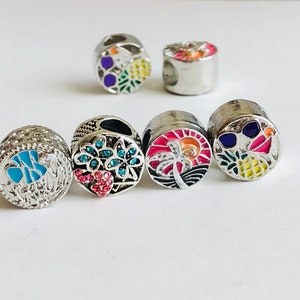 Tropisch Großes Loch Ornament Charm Perle, CZ Kristall Perle, Charm Perle Palme, Ananas, Daisy Blumen, Blauer Fisch, Fit European Armband