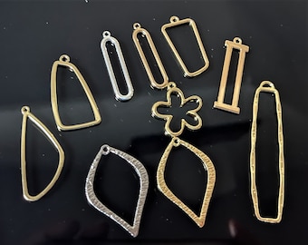 Gold Necklace, Earrings Connectors open back Charms Earring Findings jewelry making