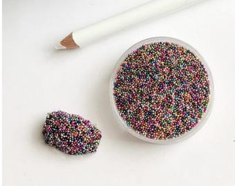 Metallische Mikro-Kaviar-Feenperlen aus Glas, kein Loch, 0,6 mm – 1 mm, Kaviar-Marmor-Deko-Perlen, Polymer-Ton, Harz, Nagelkunst, Schmuckherstellung, Schleim
