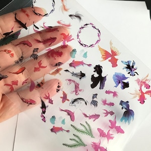 Transparent Resin Sticker Gold Fish Decorative Sticker Fit Silicone Molds Phone Case Sticker