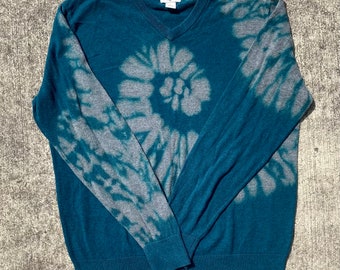 Upcycled Reverse Tie Dye Sweater ~ Large