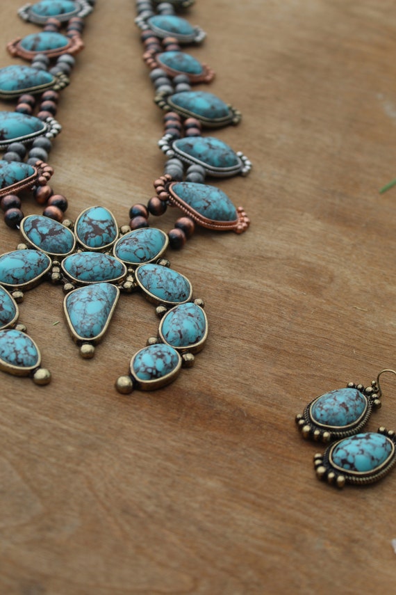 Squash Necklace Turquoise Necklace Turquoise jewelry Squash Etsy